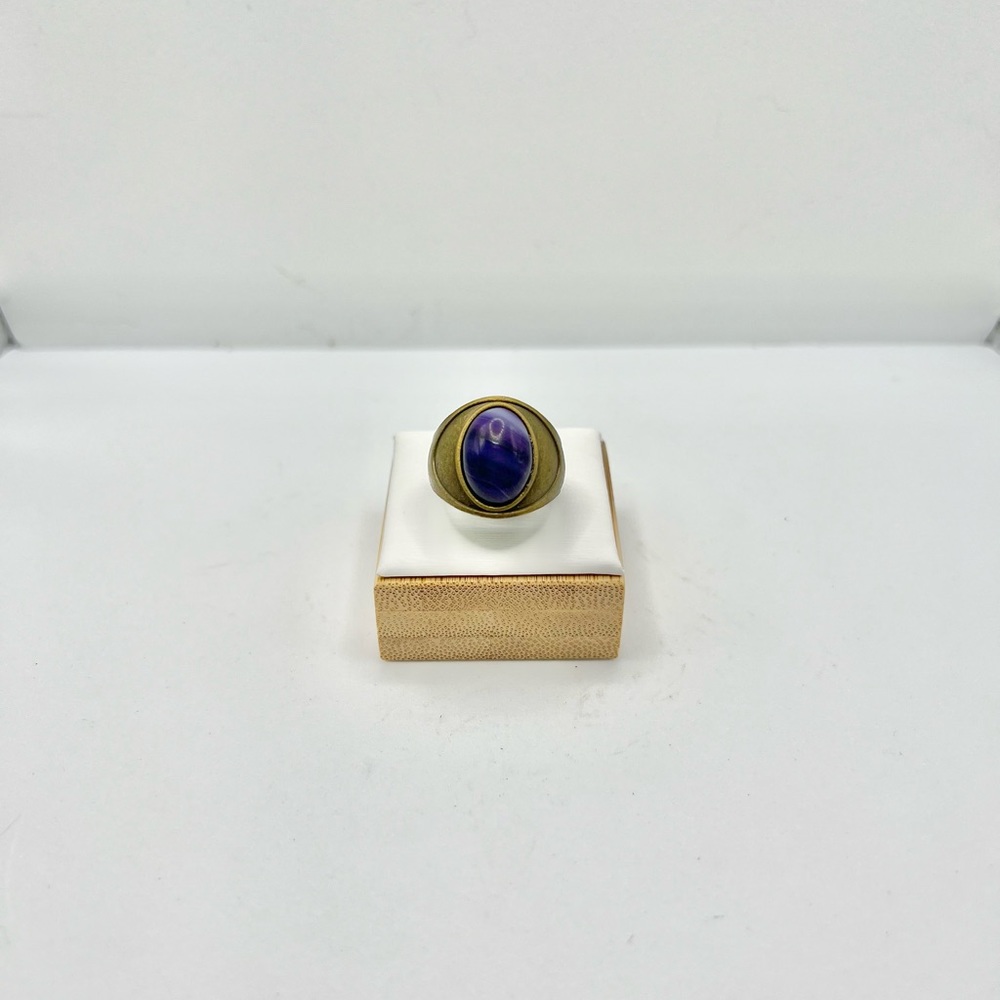 Amethyst Crystal Bronze Ring - size 7.25